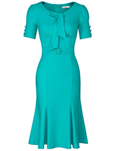 JUESE Women's 50s 60s Formal or Casual Party Pencil Dress (L, Light Sea Green)