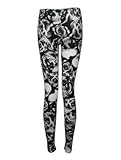 Womens Plus Skull Rose Print Stretch Leggings