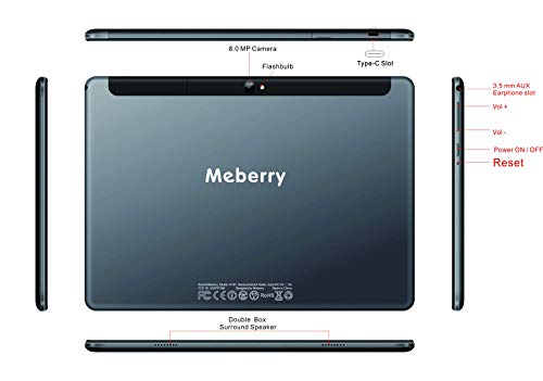Tablet 10 Inch LTE + WIFI 4GB RAM 64GB ROM Android 10 MEBERRY Tablets, Dual SIM | 128GB uitbreidbaar | 8000 mAh | WI-FI… - Afbeelding 3