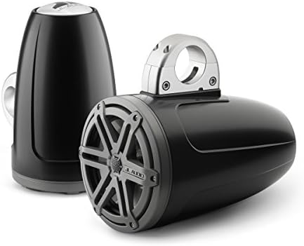 JL Audio MX770-ETXv3-SG-TK 7.7" MX-Series Tower Coaxial Marine Speakers Satin Black (Titanium Sport Grilles)