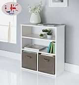 spot on dealz Wooden Storage Shelving Unit Bookcase White 2 Shelves 2 Cubes view 3