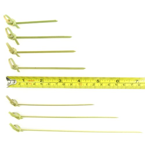 image for Bamboo Knotted Skewers Picks for Cocktails and Hors' D'oeuvres in Gree