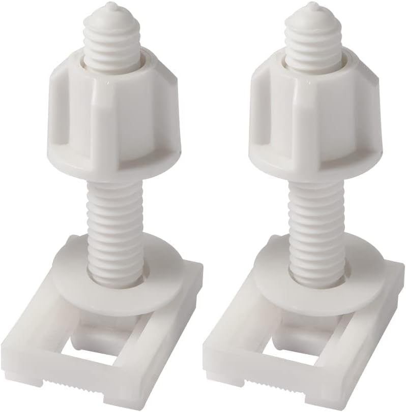2 Pcs White Plastic Screws and Nuts with Washers, Hinge Screws, Spare Parts for Fitting Toilet Seats, WC-Sitze