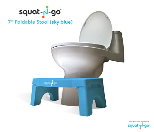 Squat N Go 7" Folding Squatting Stool | The Only Foldable Toilet Stool | Convenient and Compact - Great for Travel | Fits All Toilets, Folds for Easy Storage, Use in Any Bathroom | Blue Color |