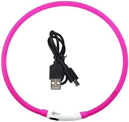 Ruiyue Rechargeable LED Luminous Dog Collar Waterproof Adjustable Flashing Glowing Pet Safety Collar Pink Led lighting