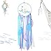 OurWarm Mermaid Dream Catcher for Girls Room Wall Decor, Big Handmade Blue Dreamcatcher with Colorful Feathers for Kids Bedroom Hanging Decor, Under The Sea Mermaid Birthday Baby Shower Party Supplies
