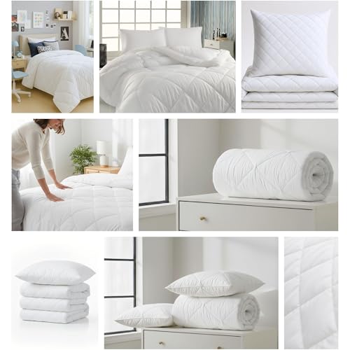 All-Season Duvet 140 x 200 cm, Quilt, Sleeping Blanket, Warm Duvet, White, Microfibre, Set: 2 x White Duvets