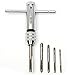 Tonsiki Adjustable M3-M8 3mm-8mm HSS T-Handle Reversible Ratchet Wrench Tapping Threading Tool with Sliver Hand Screw Tap