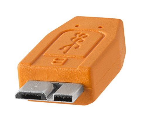 TetherPro USB 3.0 SuperSpeed Micro-B Cable, 15 feet, High-Visibility Orange