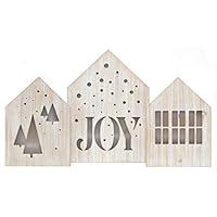 kieragrace KG Juniper LED Light Box - Wood House, Set of 3, 5.5-Inch by 8-Inch, Holiday Decor
