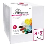 PHOENIX Pre Stretched Canvas for Painting - 8x8 Inch / 7 Pack - 5/8 Inch Profile of Super Value Pack for Oil & Acrylic Paint