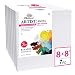 PHOENIX Pre Stretched Canvas for Painting - 8x8 Inch / 7 Pack - 5/8 Inch Profile of Super Value Pack for Oil & Acrylic Paint