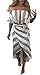 YOMISOY Women's Sexy Ruffle Off The Shoulder Striped 2 Piece Set Outfit Crop Top Skirt Dress