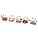 W Set of 5 Japanese Maneki Neko Lucky Cat Figurines Cute Smiley Waving Upright Lucky Fortune Cat