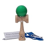 Kotaro Kendama Green Tama Deluxe Pro Toy Catch Game with Extra String and Carrying Holster