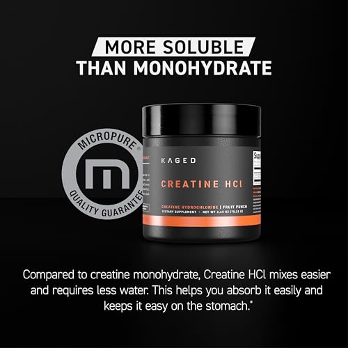 Kaged Creatine HCl Powder | 7X Concentrated vs Mono | Muscle Building & Recovery | High Absorption | No Bloating | Creatine for Men & Women | Vegan, Gluten Free | Fruit Punch | 75 Servings