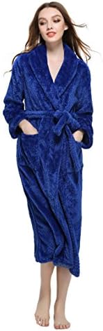 YOUAREFACNY Women's Soft Velour Warm Bath Robe Classical Shawl Collar Sleepwear