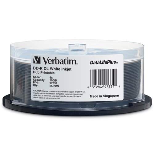 Verbatim 97334 BD-R DL 50GB 6X 25PK White HUB
