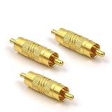 VCE 3-Pack Gold Plated RCA Male to Male RCA Coupler Connector