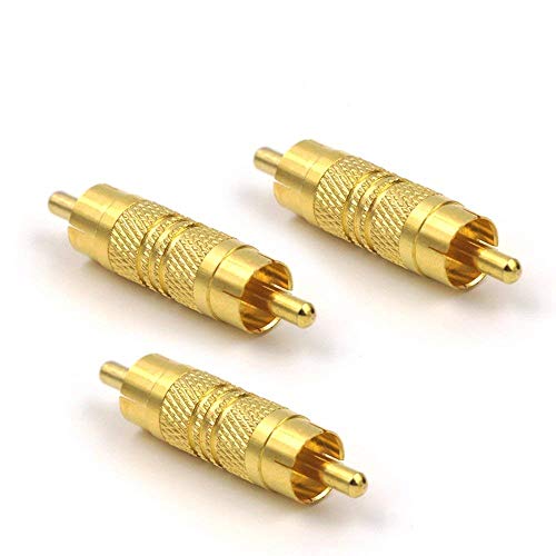 VCE 3-Pack Gold Plated RCA Male to Male RCA Coupler Connector