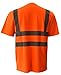 Hi Vis T Shirt ANSI Class 3 Reflective Safety Lime Orange Short Sleeve HIGH Visibility (L, Orange)