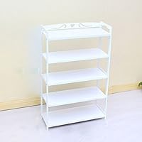 Lxrzls Simple Bamboo Shoe Rack White Creative Multi-Layer Household Shoe Cabinet Dust-Proof Assembly Storage Rack (Color : 5-Tier)