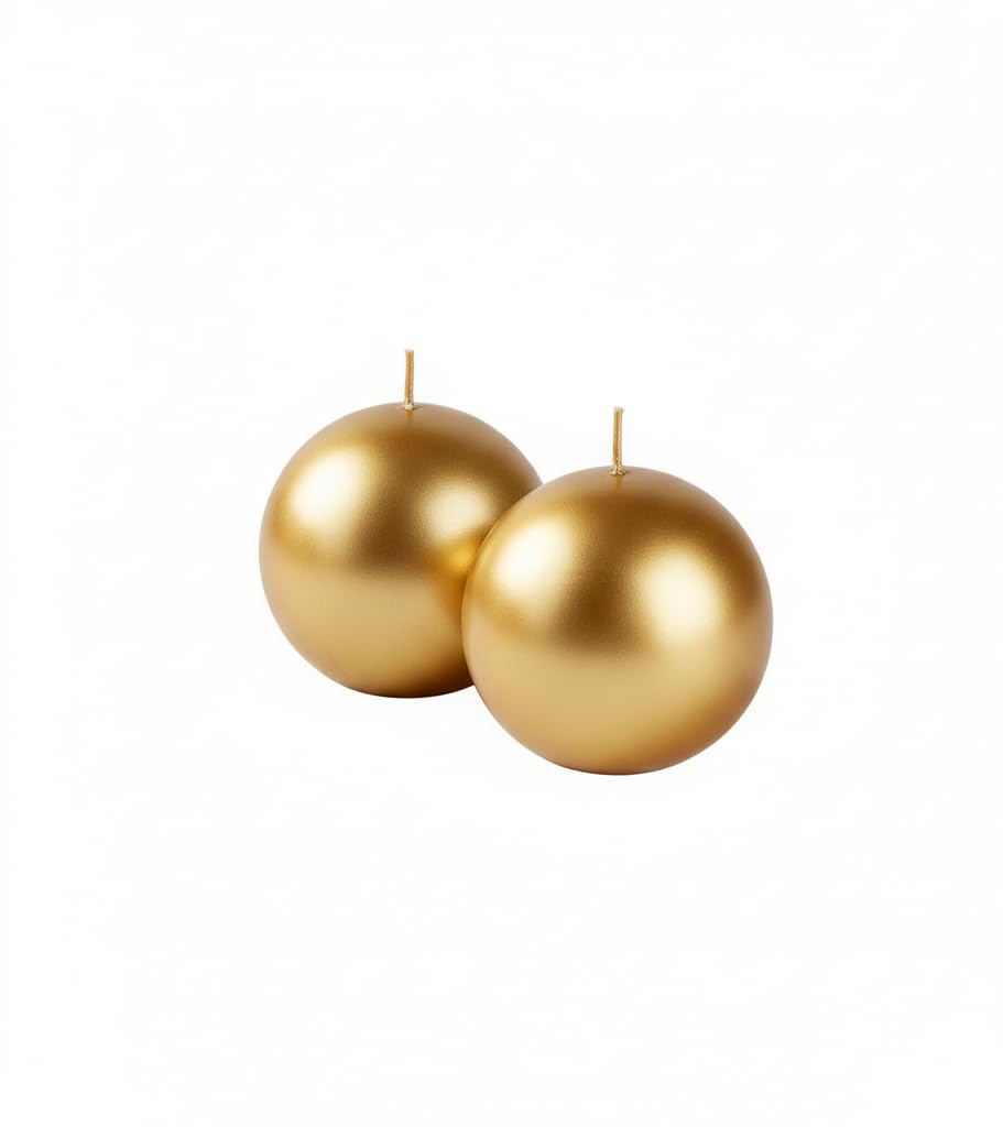 Cereria di Giorgio risthò Ball, Wax Candles, Gold, 8 x 8 x 8 cm, 4 Units