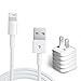 USB Wall charger with 6ft USB Cable charging for iPhone Se 5 5S 5C 6 6S Plus 7/7plus Ipod Touch 5, Nano 7Th (6ft iphone Adapter White)