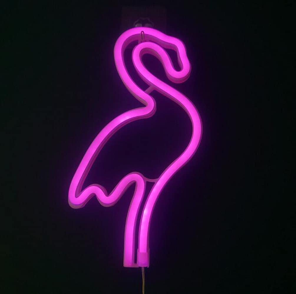 Colording Flamingo Neon Signs Light Neon Flamingo Light Wall Lamp Room Decor LED Neon Light Neon Signs Flamingo Lamps Light Up Bar Bedroom Wedding Party-Pink Flamingo