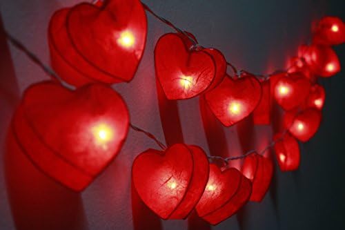20 Red Heart Paper String Lights String Lights Hanging Wedding Gift Party Patio,bedroom Fairy Lights,home Floral Decor
