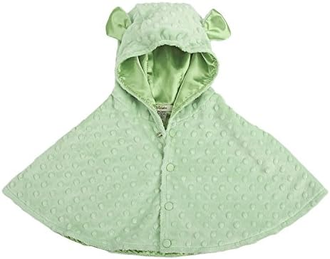 My Blankee Minky Dot Hooded Cape for Baby, Sage Green, 6-12 Months