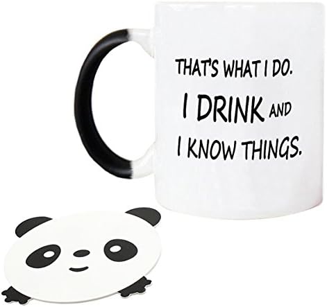 Color Changing Mugs,That's What I Do I Drink And I Know Things Mug Gift Ceramic Coffee Mugs 11.5oz By Zhong Fu Dian,Black