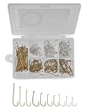 Fishing Hooks 150 Count Freshwater Assortment 45 Octopus 45 Aberdeen 60 Bait Holder Offset Barbed Stainless Steel for Live Bait or Artificial Bait #1/0 Size 2 Size 4 Size 6 in Plastic Tackle Box