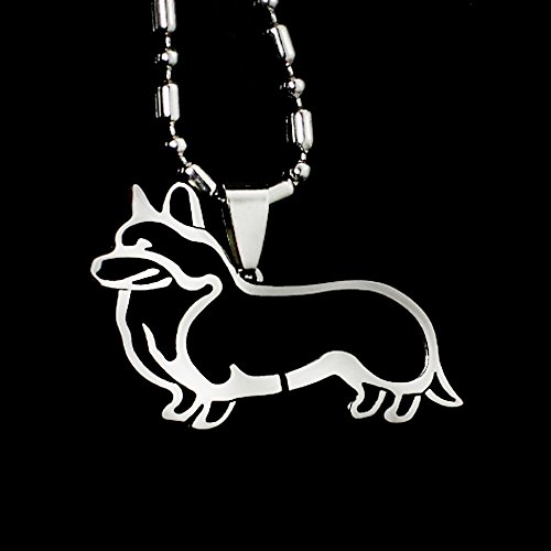 Stainless Steel Cardigan Welsh Corgi CWC Cardi Outline Dog Pet Dog Tag Breed Collar Charm Pendant Necklace