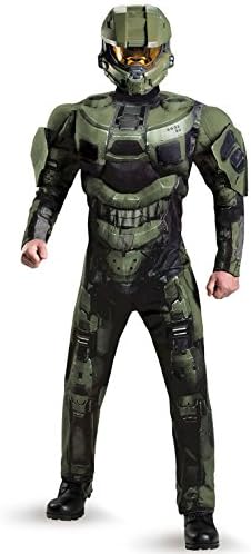 Halo Master Chief Deluxe Muscle Full Helmet Men's Standard Costume