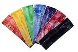 Set of 7 Marble Tie Dye Cotton Lycra Stretch Headbands by Funny Girl Designs