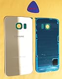 (md0410) Galaxy S6 EDGE GOLD Rear Back Glass Lens Battery Door Housing Cover + Adhesive Replacement For G925A G925T G925F