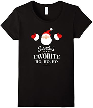Womens Santa's Favorite Ho, Ho, Ho Christmas T-shirt XL Black