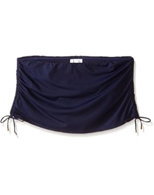 Calvin Klein Women's Side Shirred Skirted Bikini Bottom, Marine, Large