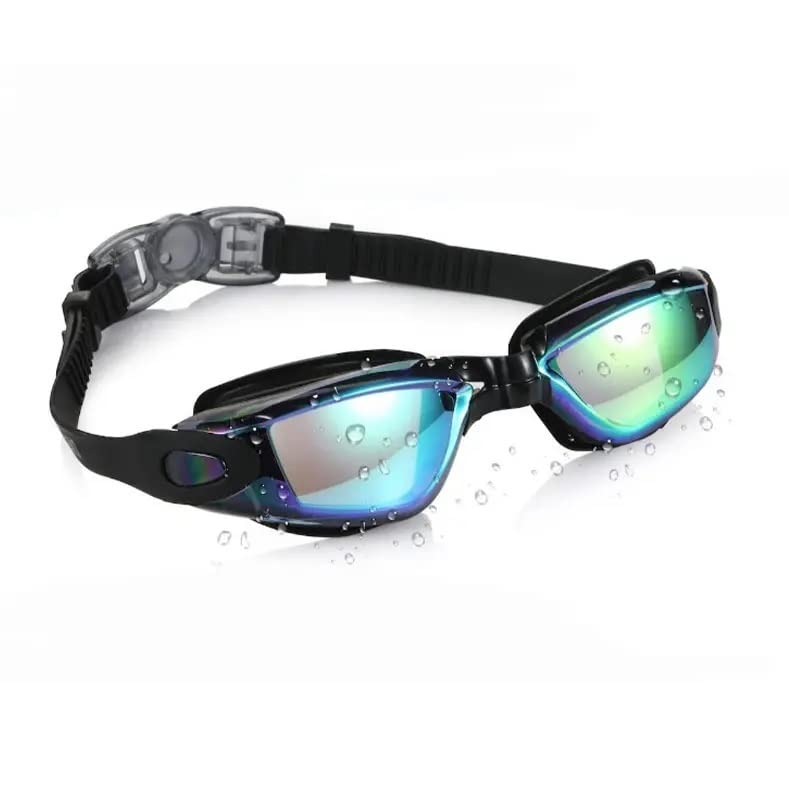 ISMMIK Swimming Goggles, Mirrored Swim Goggles No Leaking Anti Fog UV Protection Triathlon Swim Goggles with Free Protection Case for Adult Men Women Youth Kids Child，Blue & Black