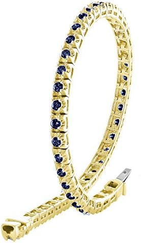 14K Gold 1.20 Carat (ctw) Natural Real Round Cut Gemstone Tennis Bracelet For Women 7 Inches