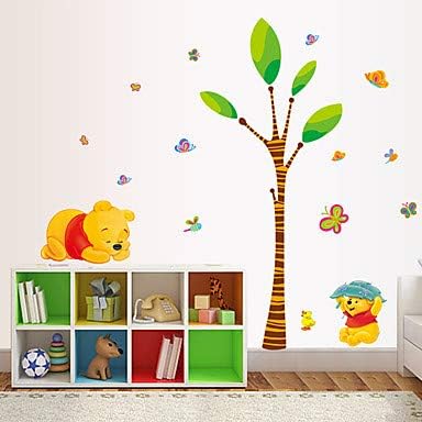 FGDJTYYJ Cartoon Winnie The Pooh Bear Wall Stickers DIY Fashion Children's Bedroom Living Room Wall Decals Removable