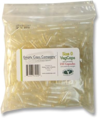 Size "0" Empty Vegetarian Capsules - 250 Count