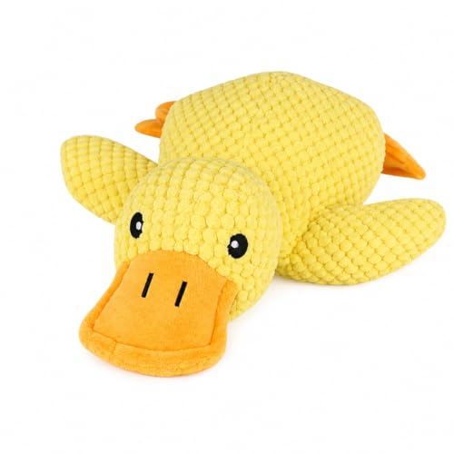 Brinquedo de Pelúcia para Cachorro em Formato de Pato Amarelo Macio e Interativo Ideal para Morder Brincar e Entreter o Pet (Grande, PET)