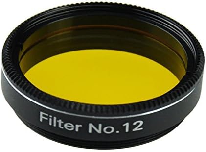 1.25inch No12 Planetary Filter for Telescopes Eyepiece (Yellow)-Enhances red and Orange Features on Jupiter and Saturn