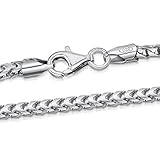 Amberta 925 Sterling Silver Necklace for Men - Mechanic Franco Chain 2.5 mm - Sizes: 18