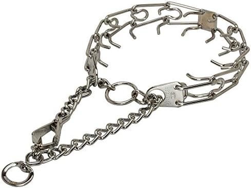 Herm Sprenger American Bulldog Pinch Collar Chrome Plated with Swivel and Small Quick Release Snap Hook - 50106 (02) 1/8 inch (3.25 mm) - Size 23 inch (58 cm)