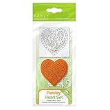 Tonic Studios 1046e Rococo Die & Stamp Set - Paisley Heart, Grey