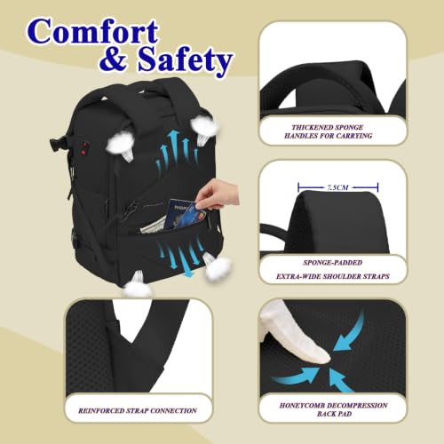 ZHXX Ryanair Backpack 40 x 30 x 20 cm, Hand Luggage 40 x 30 x 20 cm for Ryanair, Airplane Travel Backpack for Multiple Airlines with Charging Hole and Anti-Theft Pocket