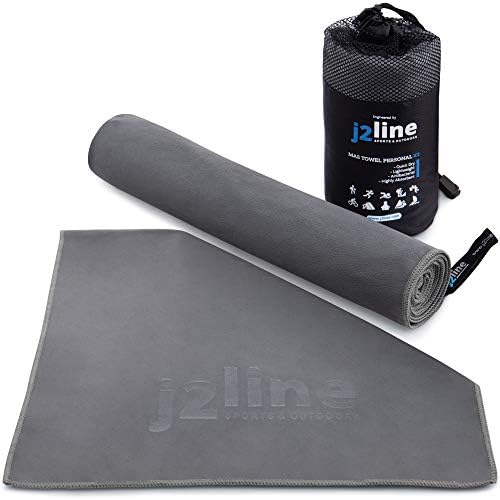 j2 Line A Set of 2 Compact Fast Drying Antibacterial Microfiber Towels with Free Hand/Face Cloth & Travel Towels Perfect for Fitness, Gym, Hiking, Camping and Beach - Super Absorbent